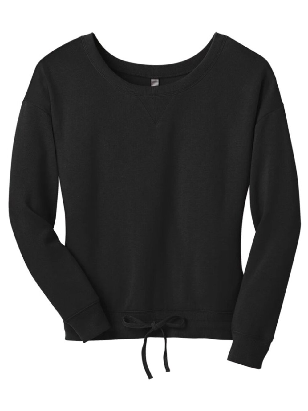 District DT293 Crew Neck Sweatshirt Women Fleece Wide Neck Pullover - Black